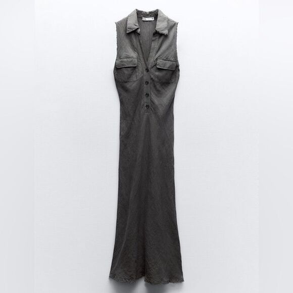 ZARA 100% LINEN SHIRT DRESS NEW - Picture 9 of 12